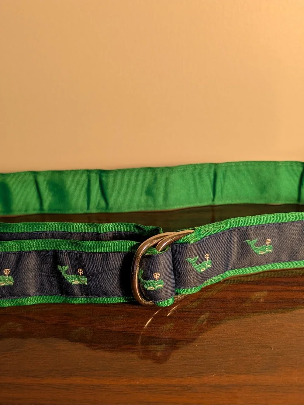 Blue and Green Eliza B Belt with Whales, Size Small